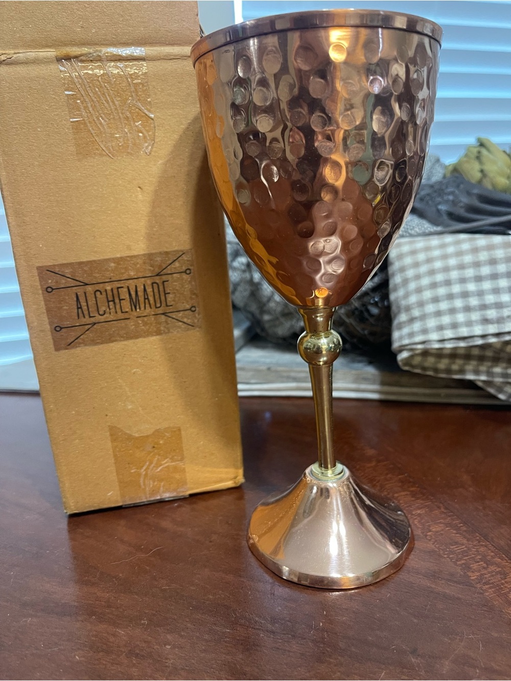 Alchemade Copper hammered wine goblet NEW